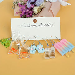 5 Pairs Girls Cartoon Earrings for Party Gift
