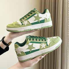 Women's Star Pattern Skate Shoes Casual Lace Up Outdoor Sneakers