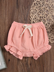 Baby Girls Elastic Waist Ruffle Trim Shorts
