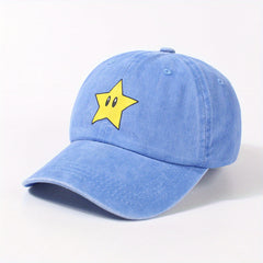 Cartoon Star Print Baseball Cap Distressed Dad Hats Lightweight Sun Hats