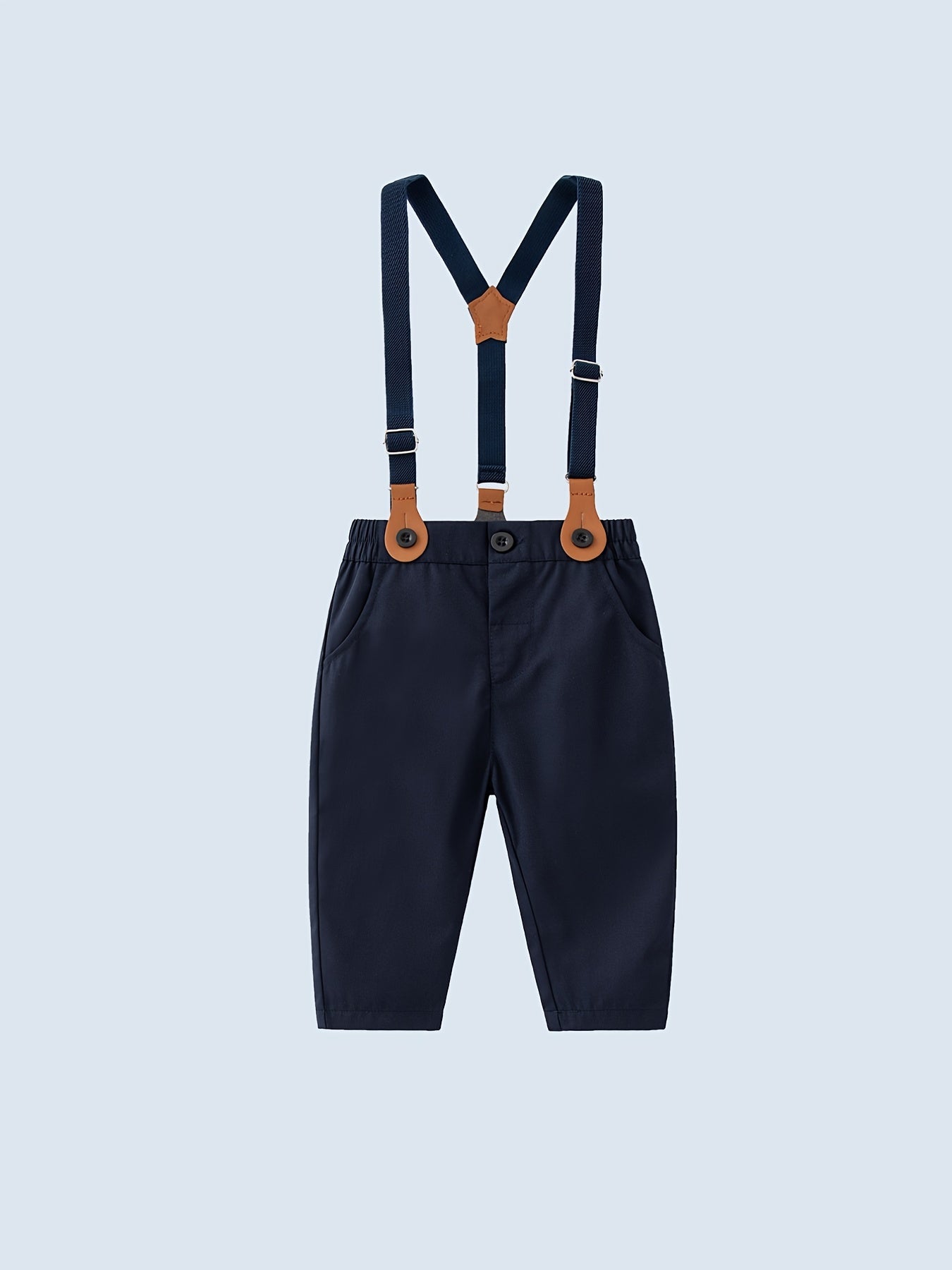 2pcs Boys Gentleman Outfit Shirt & Suspender Pants Set