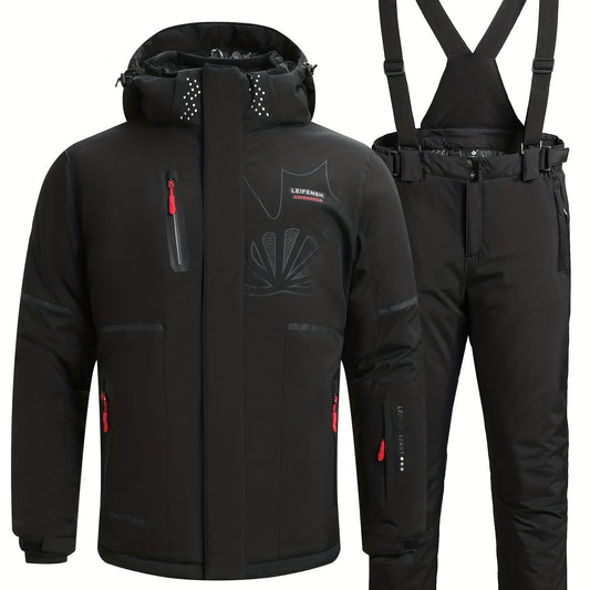 Men's Thermal Ski Jacket & Bib Pants Set for Outdoor Climbing Skiing
