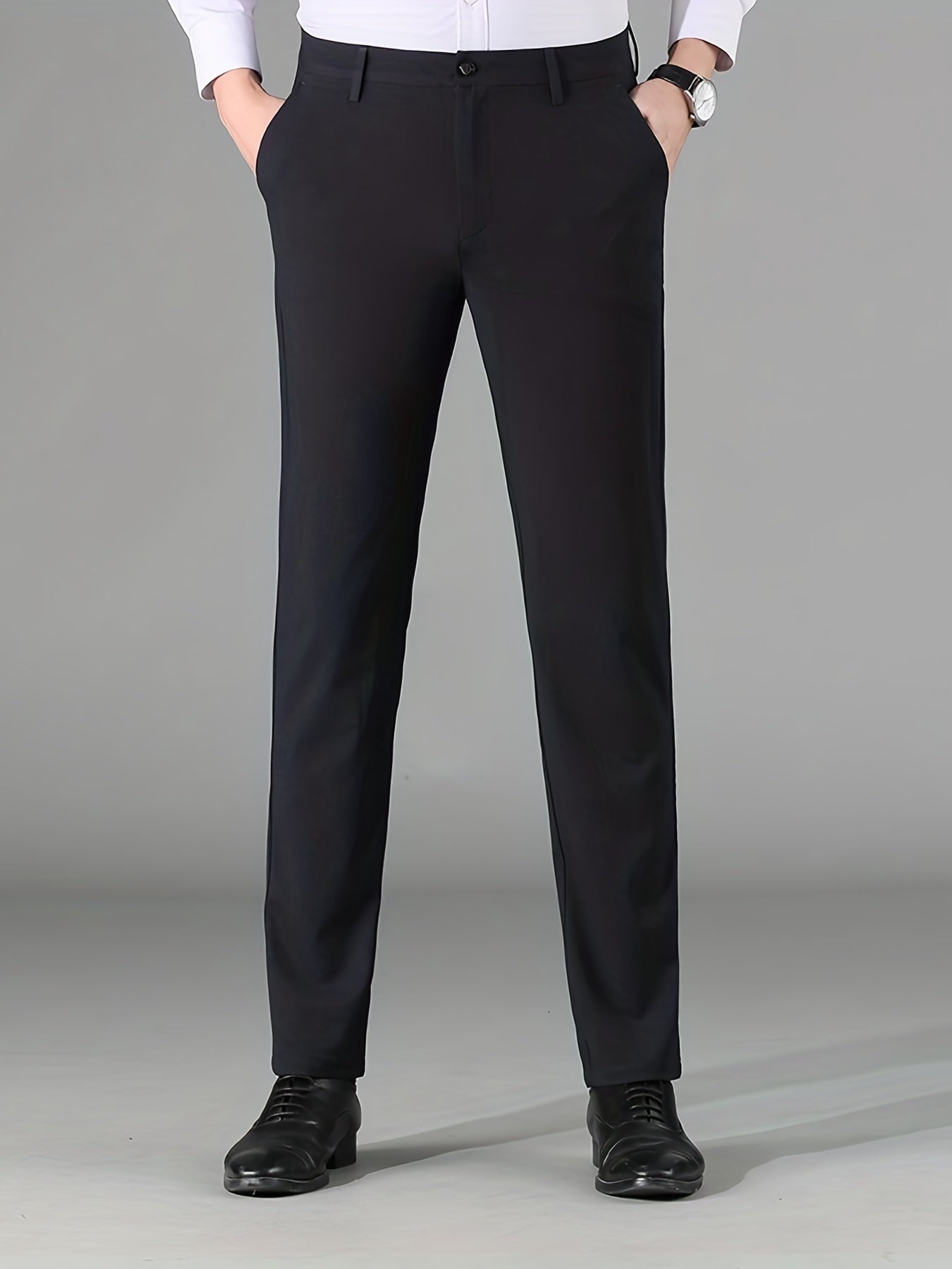 Men's Slim Fit Formal Solid Dress Pants for Business
