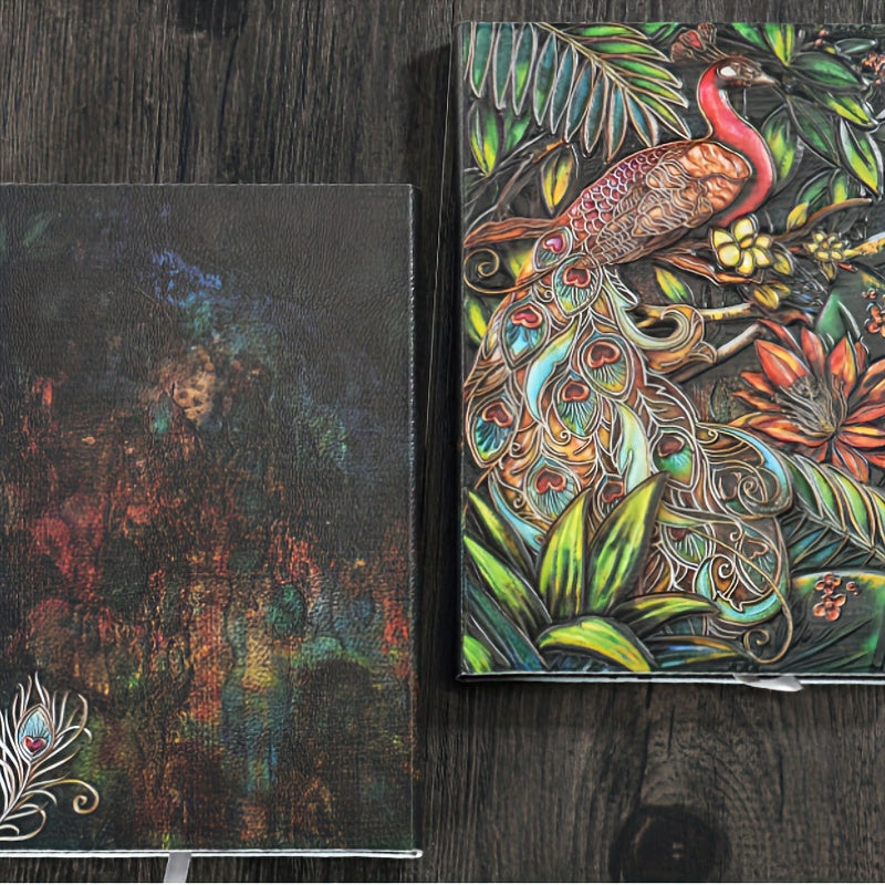 Vintage Peacock A5 Embossed Journal Notepad Travel Planner Gift Notebook