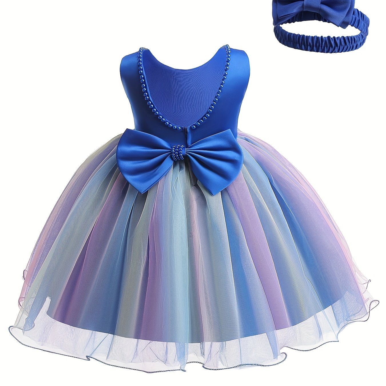 Gala Backless Mesh Dress Baby Princess Formal Gown