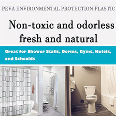Large Checkered Shower Curtain PEVA Lined Waterproof Lattice Curtain