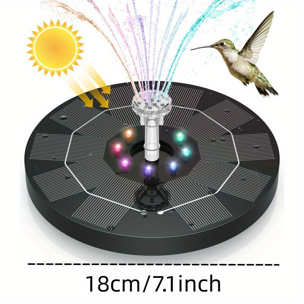 5W LED Solar Fountain Pump with LED Light for Birdbaths & Garden Decor