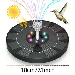 5W LED Solar Fountain Pump with LED Light for Birdbaths & Garden Decor