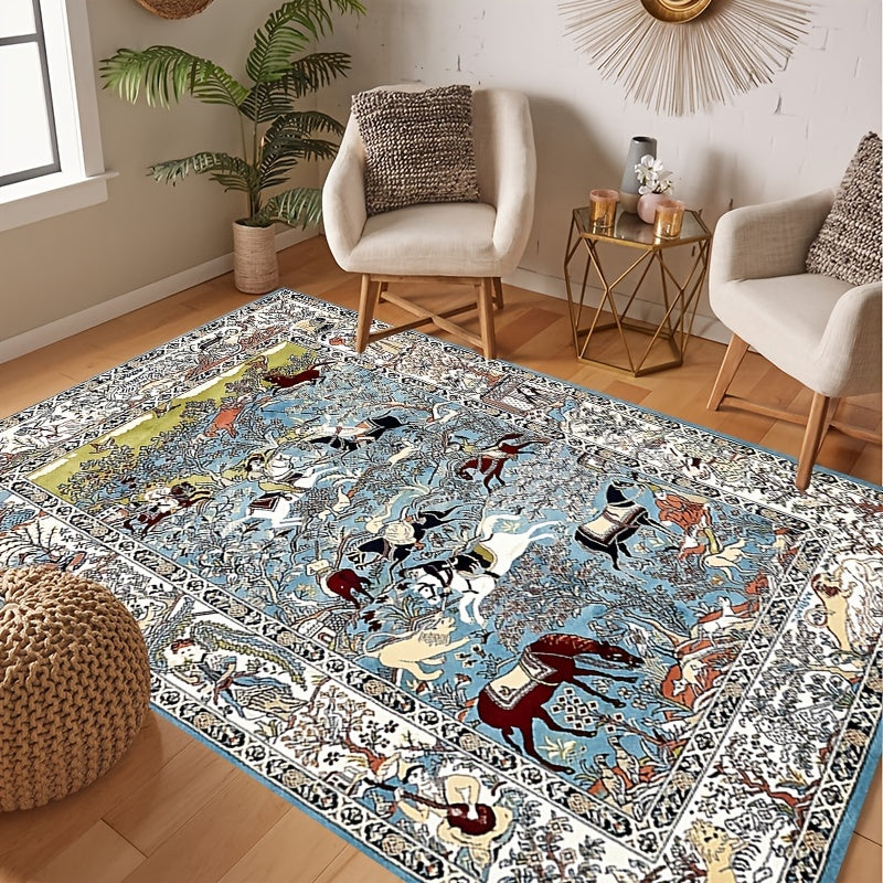 Boho Style Vintage Area Rug Soft Washable Anti Skid Living Room Carpet