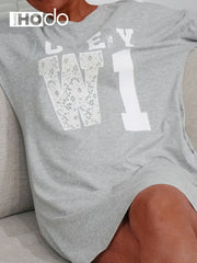 Casual Soft Nightdress Long Sleeve Cotton Sleepwear Dress