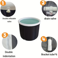 Portable Ice Bath Tub Hot/Cold Water Bucket w/ Double Drainage