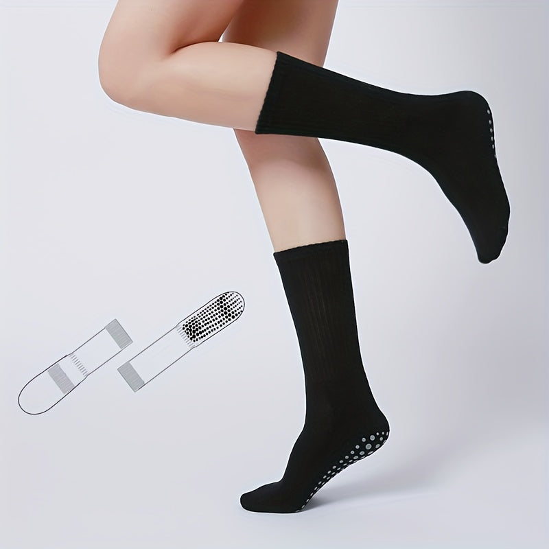 Mid Calf Yoga Socks Anti skid Breathable Sweat Absorption Gripper Socks