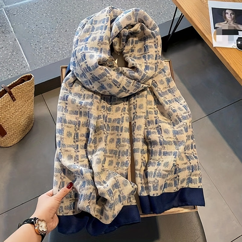 Boho Plaid Print Scarf Thin Breathable Shawl Large Headwraps