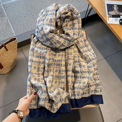 Boho Plaid Print Scarf Thin Breathable Shawl Large Headwraps
