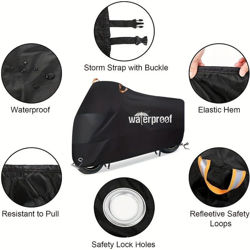 Heavy Duty 210D Waterproof Motorcycle Cover with Safety Cloth Lock Holes
