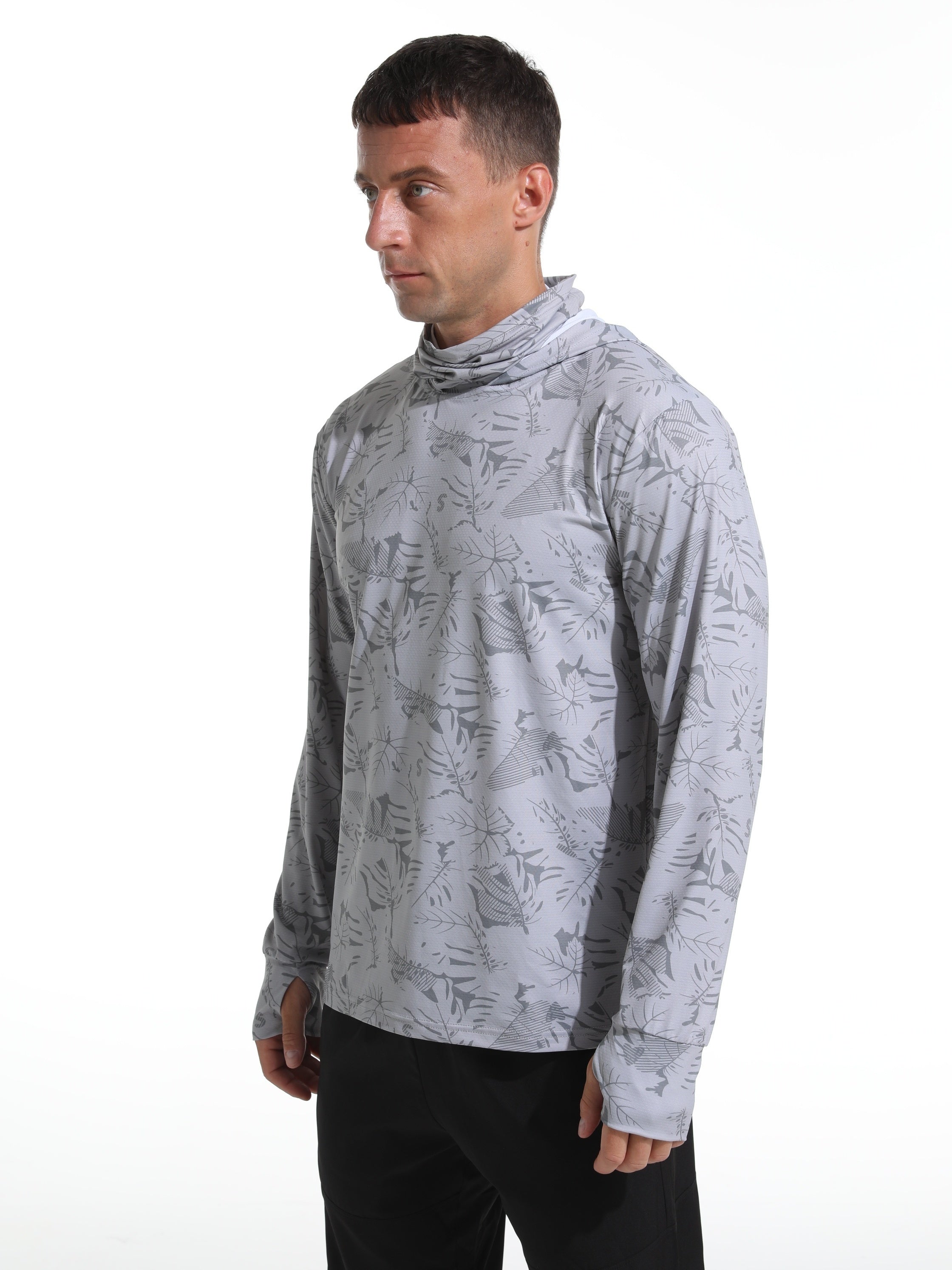 Men's Ice Silk Long Sleeve Sun Shirt Quick Dry Rash Guard