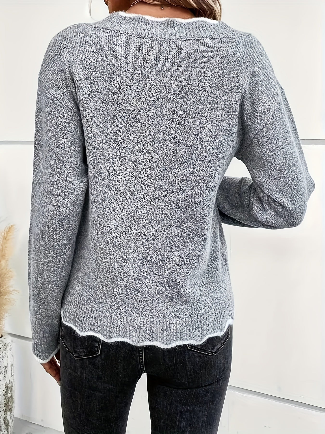 Casual Sweater Women's Plus V Neck Jumper