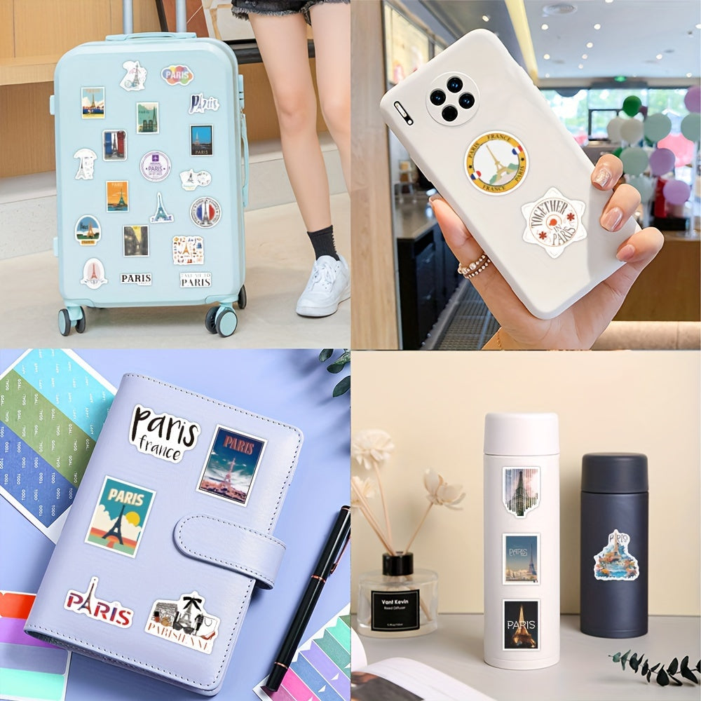 120pcs Paris City Travel Stickers Scrapbooks Journals Laptops