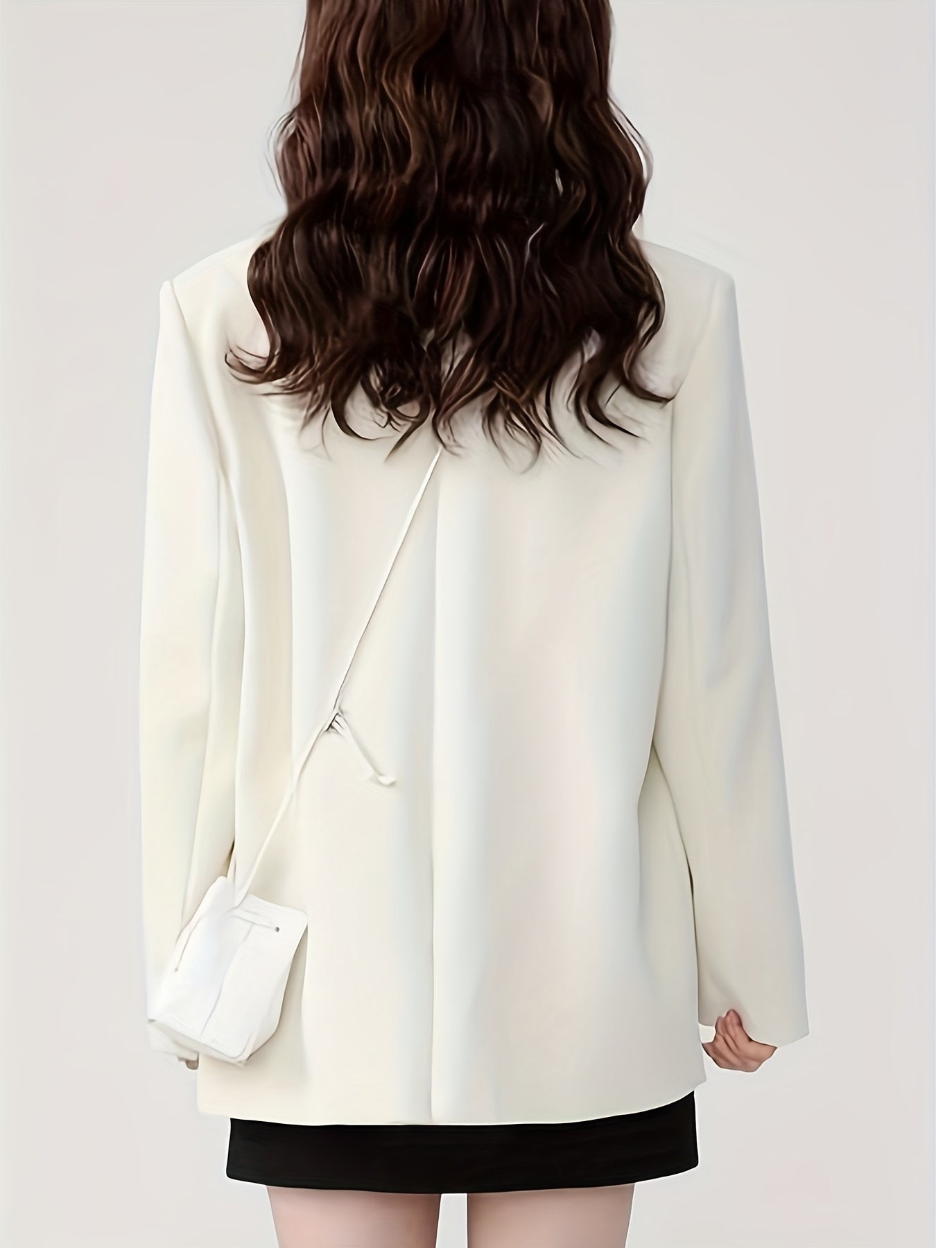 Solid Button Front Blazer Casual Lapel Long Sleeve Blazer