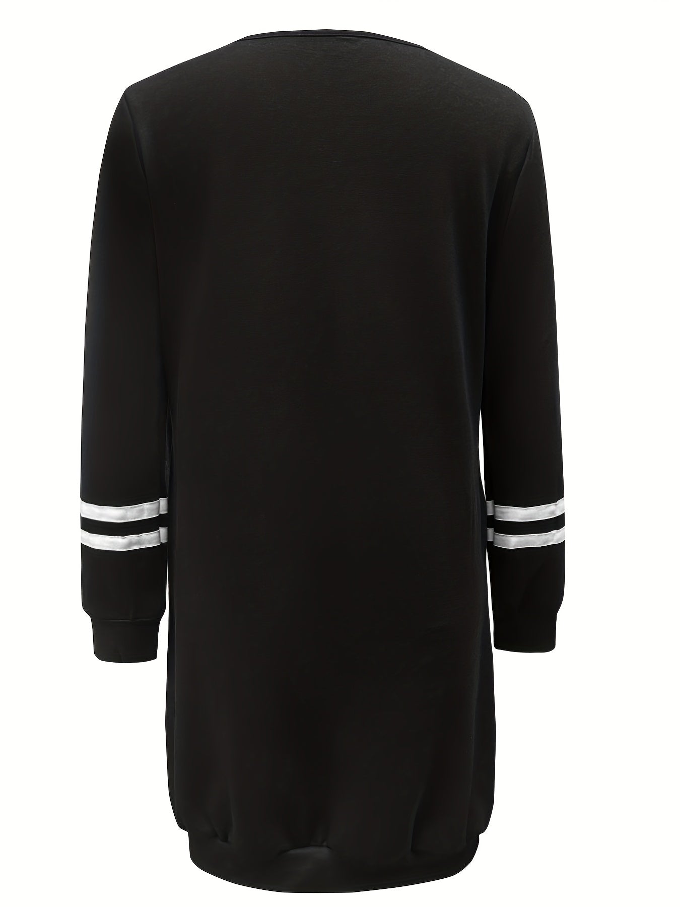 Striped Loose Sweatshirt Dress Crew Neck Long Sleeve Pockets
