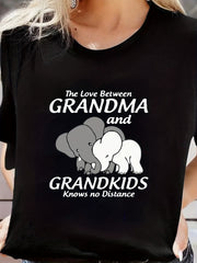 Elephant Print Short Sleeved T-Shirt Women's Sweatshirt