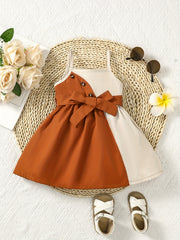 Baby Boys Casual Block Button Front Belted Cami Dress