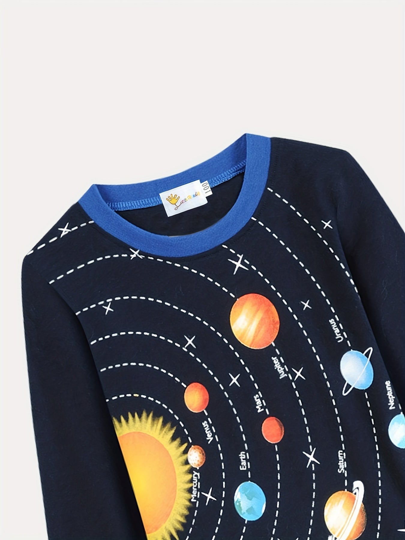 Boys Space Planets Graphic Cotton Pjs Sleepwear Set