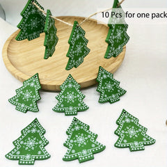 10pcs Christmas Wooden Hangings Ornaments Wooden Slices Snowflake Decorations