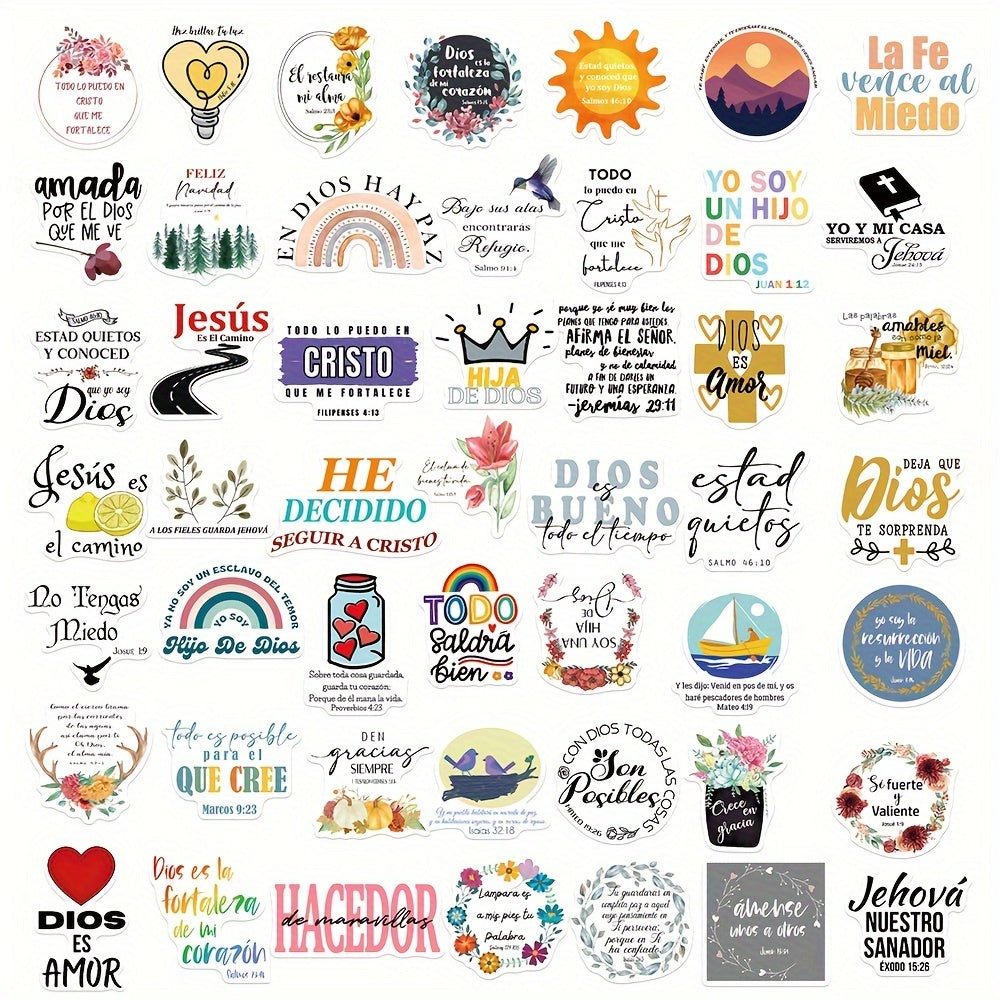 50pcs Spanish Scripture Book Waterproof Stickers for Luggage Guitar Notebook DIY