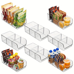 Clear Divided Refrigerator Organizer Bin with Handles