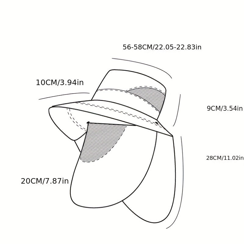 Men's Mesh Bucket Hat w/ Neck & Face Flap for Summer Outdoor Hats