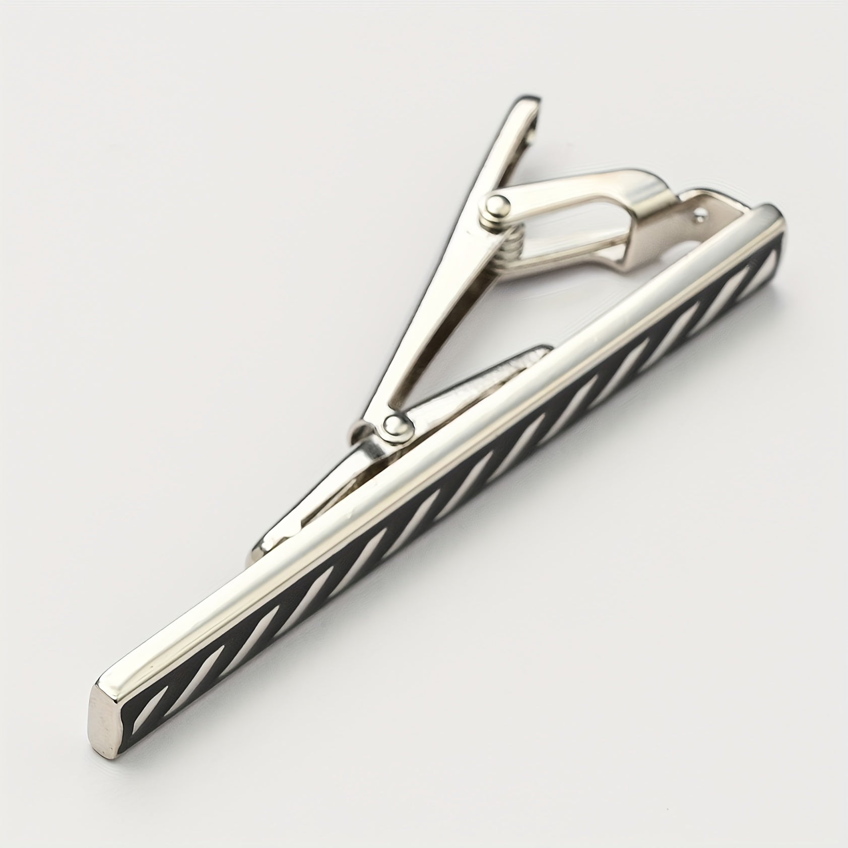 Copper Metal Striped Men's Tie Clip