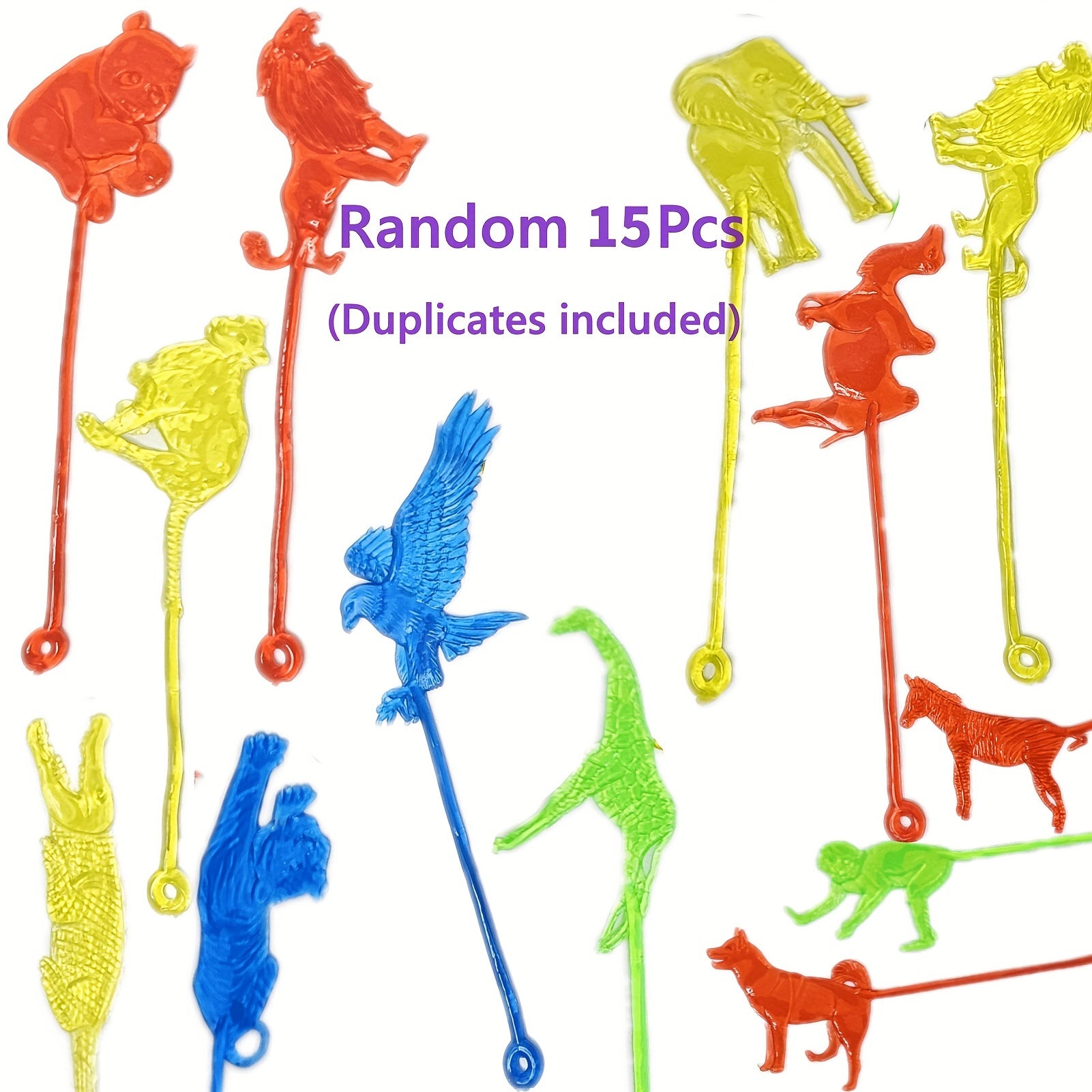 15pcs Sticky Animal Safari Toys for Party Favors - Stretchy and Fun