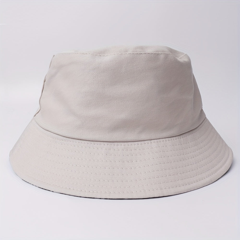P Embroidery Bucket Hat Casual UV Protection Fisherman Cap Sunscreen Basin Hat