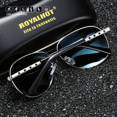 RoyalHot Pilot Frog Mirror Metal Polarized Sunglasses