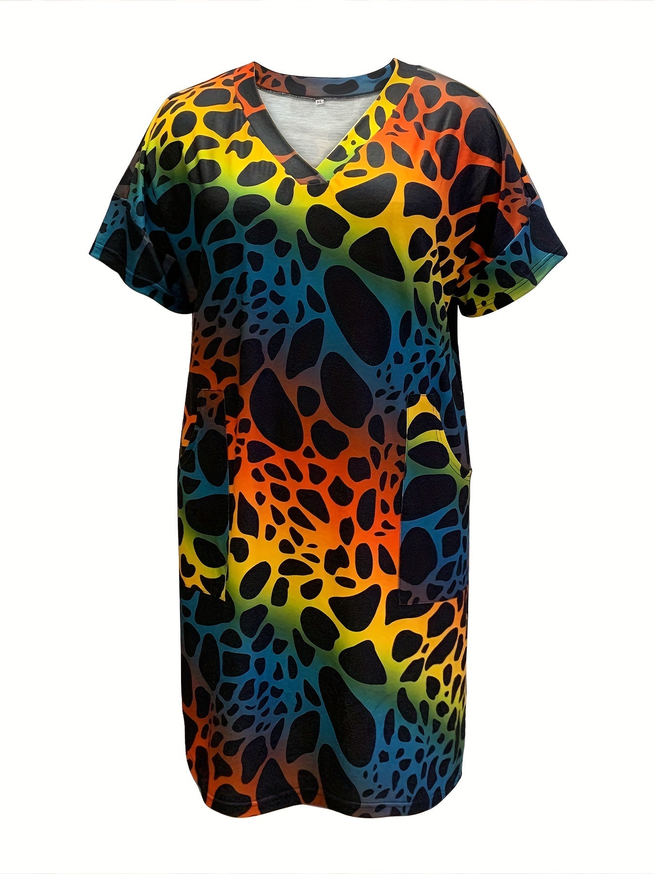 Women's Plus Stone & Ombre V Neck Stretch Dress