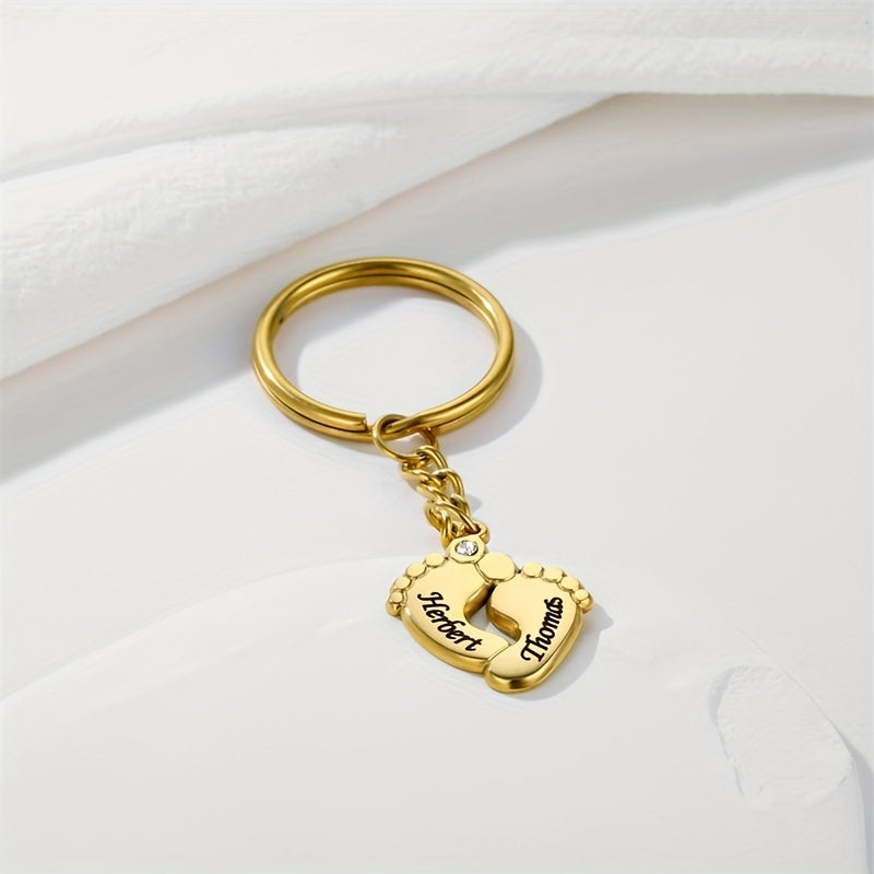 Customized Letter Foot Pendant Keychain Engraved Name Jewelry
