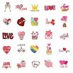 50pcs Love Stickers Hearts I Love You for Laptops Bottles Phones Cars