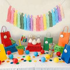 Colorful Rainbow Tassel Carnival Garland Wall Hanging Fall Decor