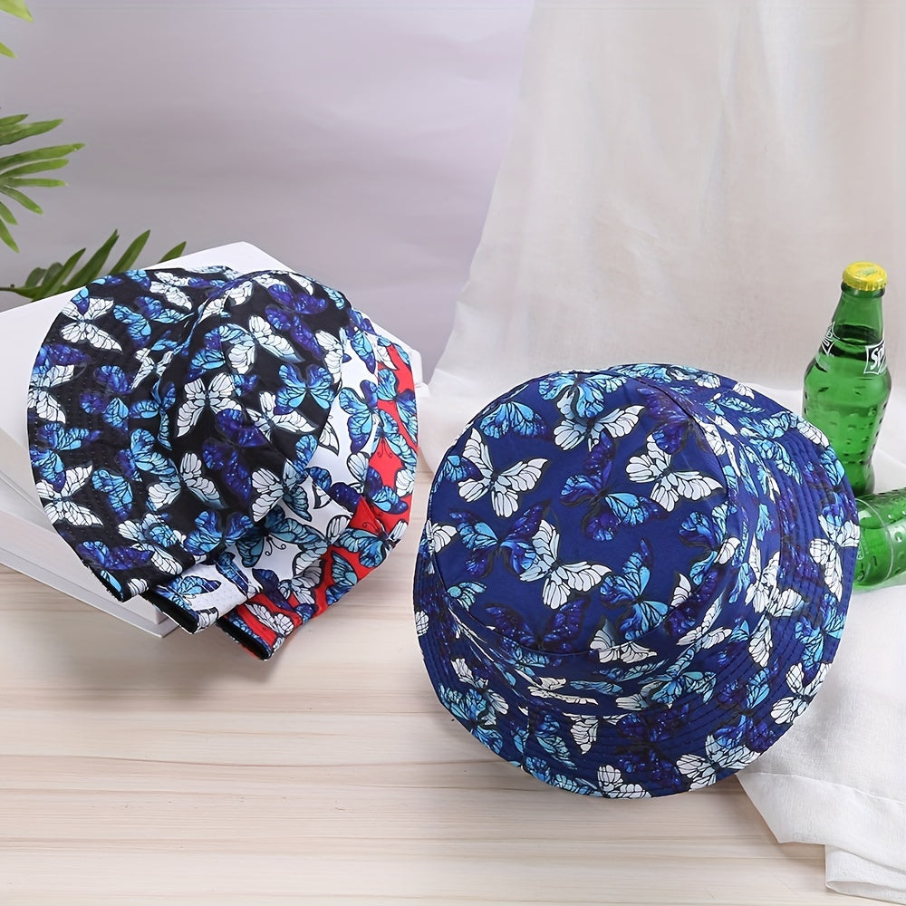 Butterfly Print Outdoor Bucket Hat Unisex Sunshade Hat