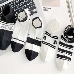 5 Pairs Striped Socks Soft & Lightweight Low Cut Ankle Socks Women's Stockings