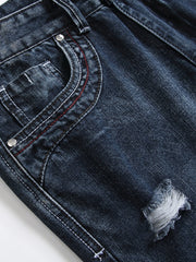 Men's Vintage Washed Slim Straight Denim Pants