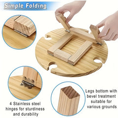 Foldable Wine Table Wooden Picnic Table With Wine Glass Holder
