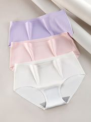 3pcs Seamless Stretchy Briefs Comfy & Breathable Intimates Panties