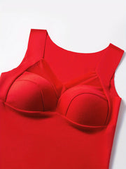 3pcs Mesh Thermal V-Neck Sleeveless Top Women's Lingerie