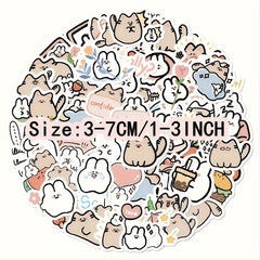 60pcs Little Rabbit Kitten Series Waterproof Sticker DIY Creative Sticker