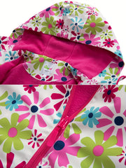 Girls Sunflower Fleece Hooded Jacket Waterproof Warm Sports