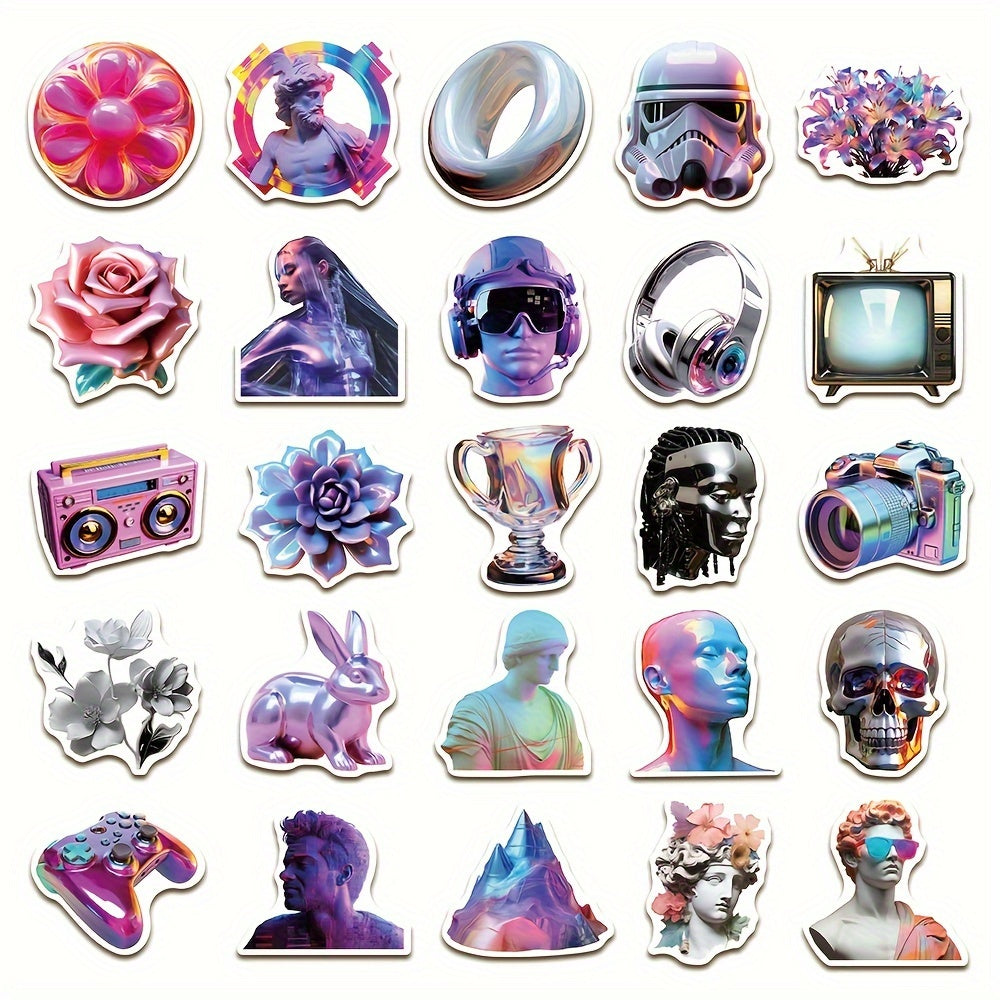 50pcs Retro Acid Vaporwave Graffiti Stickers for Laptop Helmet Cup