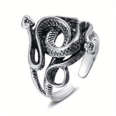 Punk Style Vintage Snake Pattern Zinc Alloy Adjustable Cuff Ring