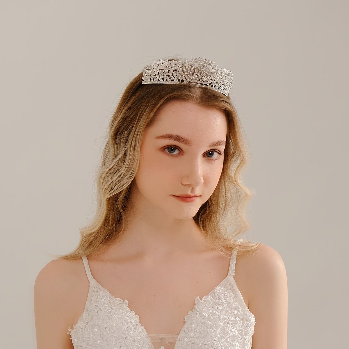 Vintage Bridal Glitter Tiara Crown Wedding Bride